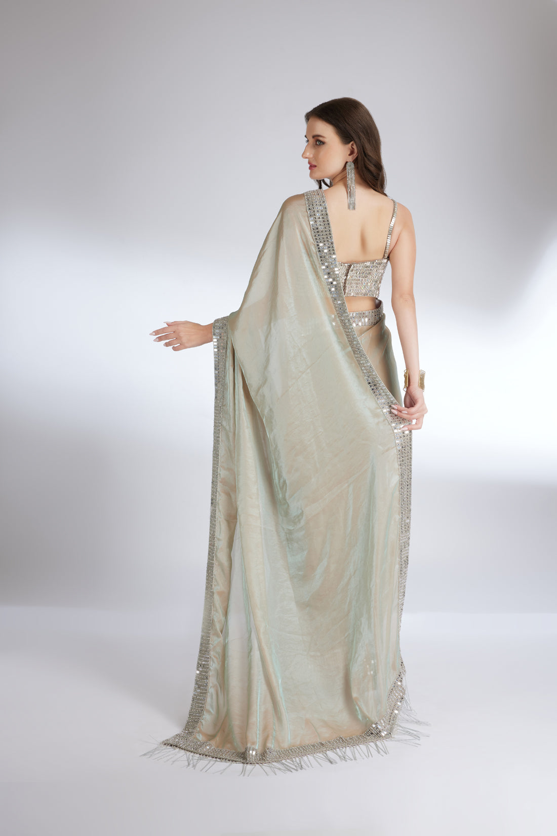 MUTED CHAMPAGNE METALLIC SAREE