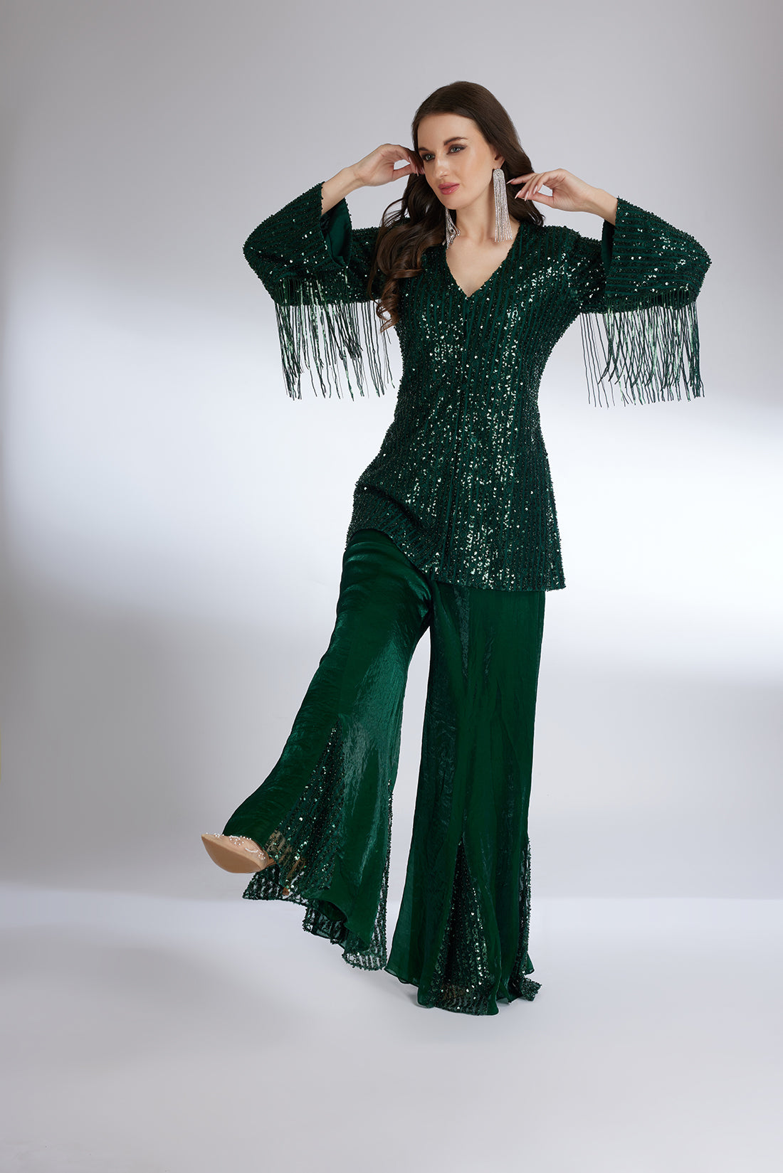 GREEN GLAM SHARARA