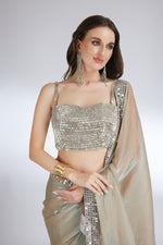 MUTED CHAMPAGNE METALLIC SAREE