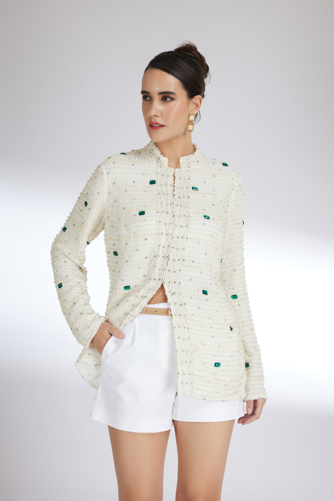 SEA BEAD EMERALD PEARL JACKET