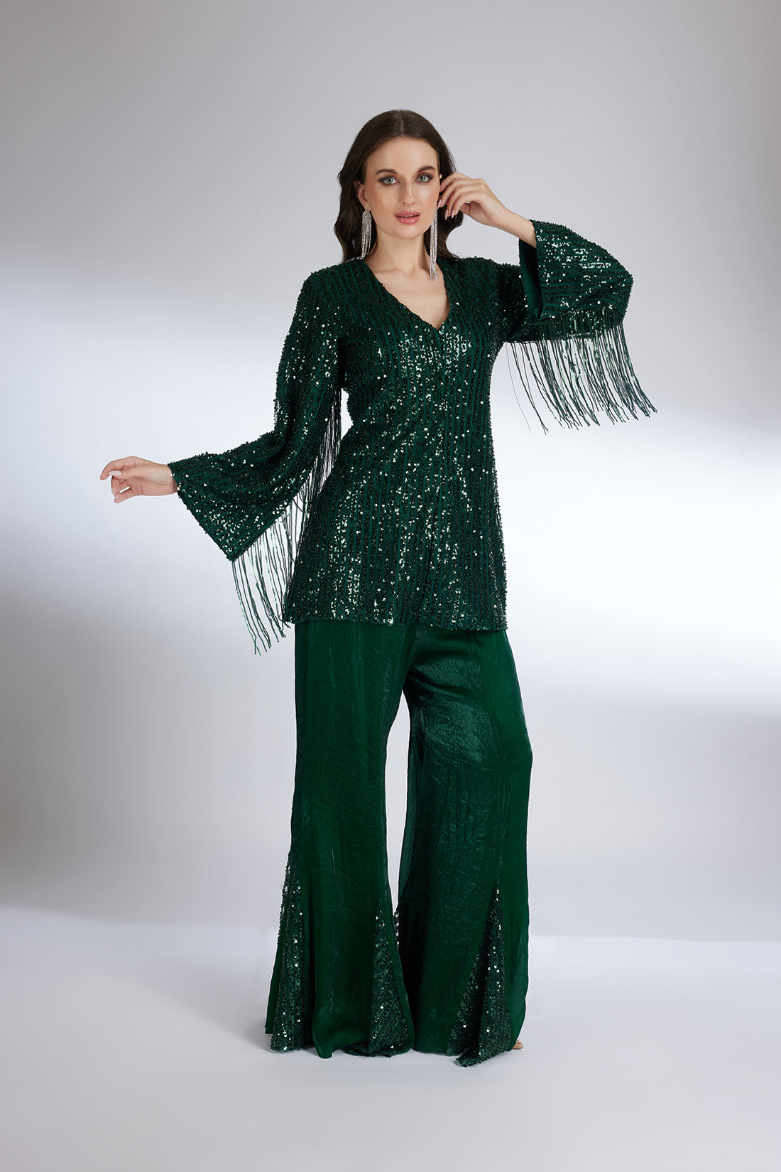 GREEN GLAM SHARARA