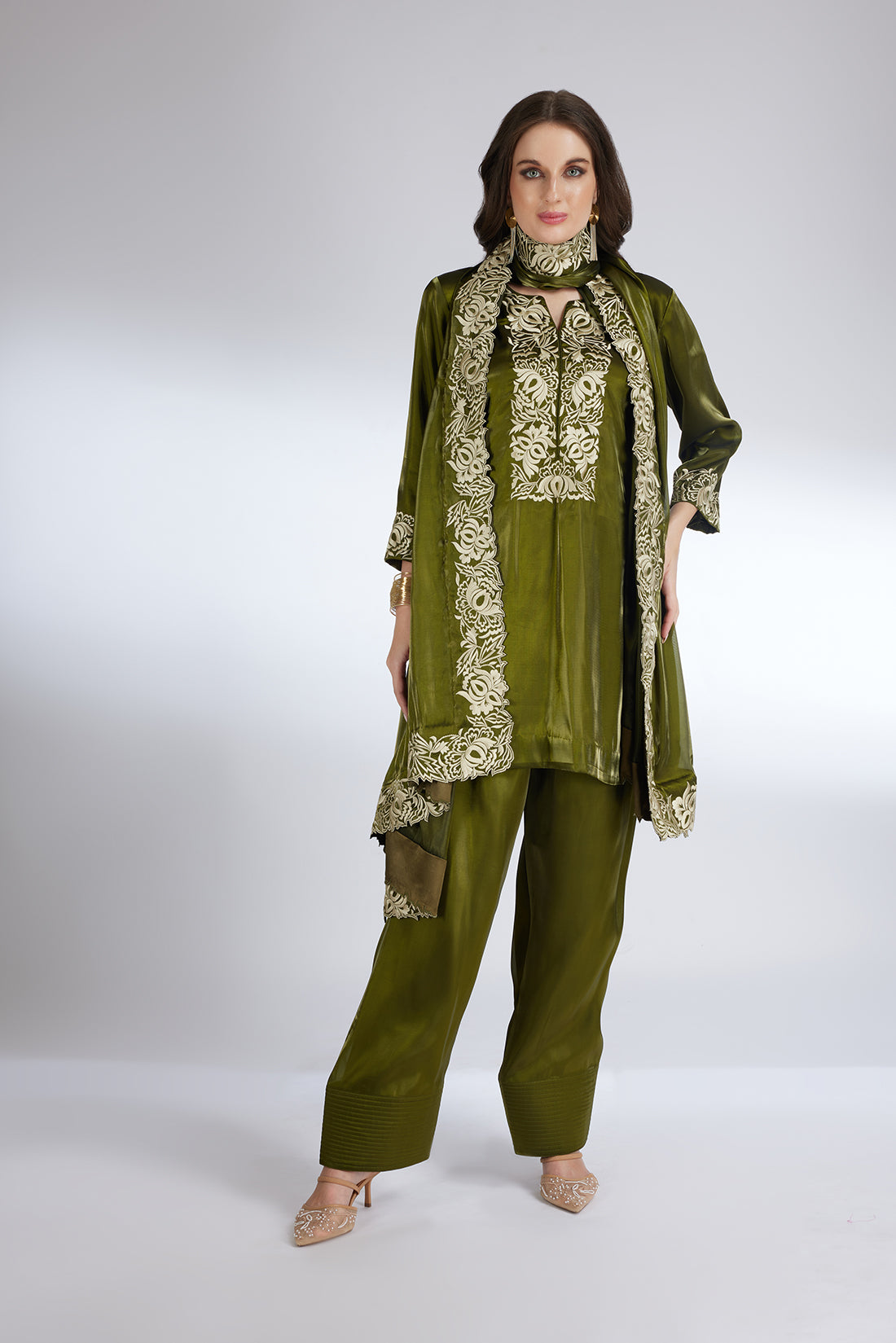 OLIVE GREEN FARSI SALWAR SUIT