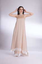 TAN MOCHA IN-CUT DOUBLE LAYER GOWN