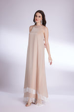 TAN MOCHA IN-CUT DOUBLE LAYER GOWN