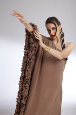 COCOA FLOUNCE ONE SHOULDER GOWN