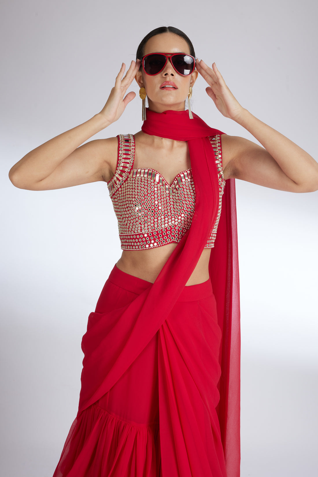 RED ROSY GLEAM SAREE