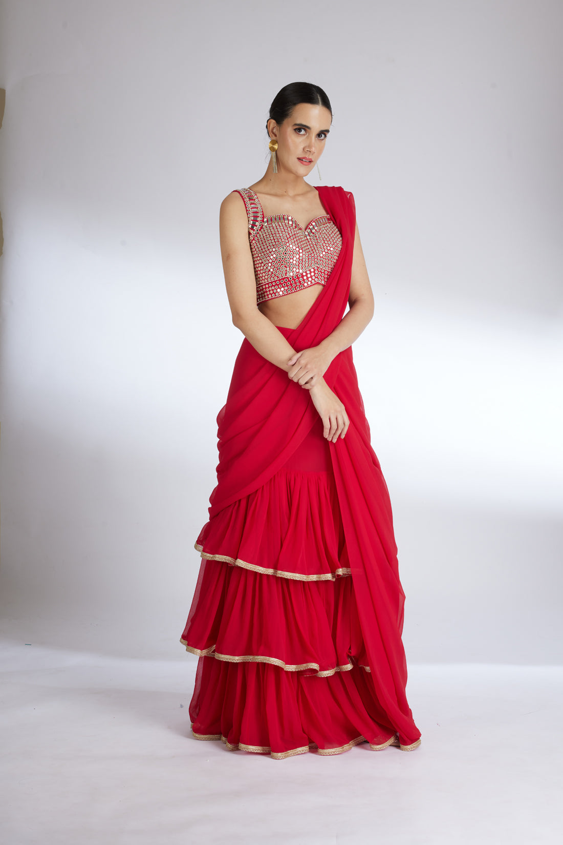 RED ROSY GLEAM SAREE