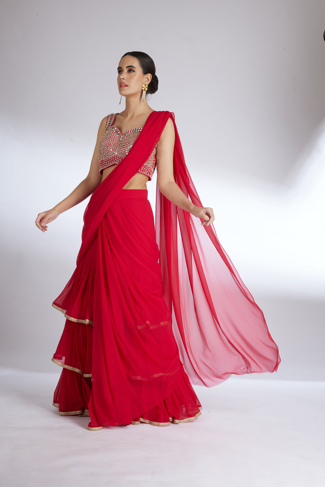 RED ROSY GLEAM SAREE