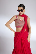 RED ROSY GLEAM SAREE