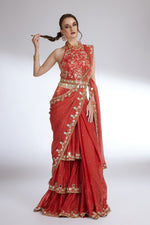 SCARLET MIRROR MUSE LAYRED SAREE