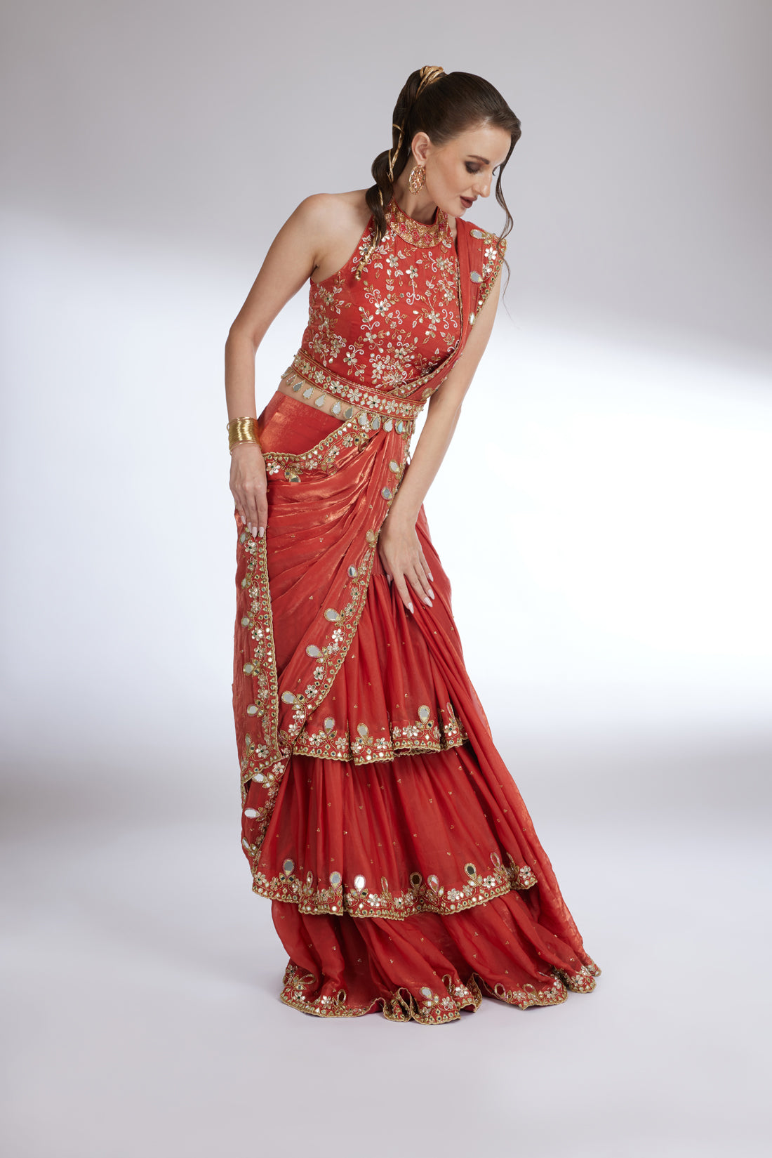 SCARLET MIRROR MUSE LAYRED SAREE