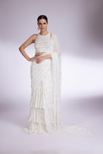 OYSTER MIST LAYERED PEARL SAREE