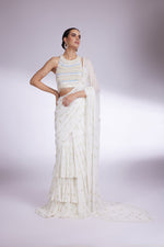 OYSTER MIST LAYERED PEARL SAREE