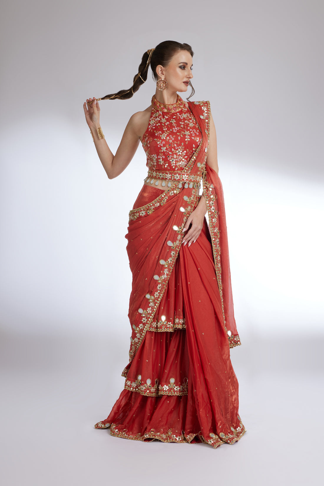 SCARLET MIRROR MUSE LAYRED SAREE