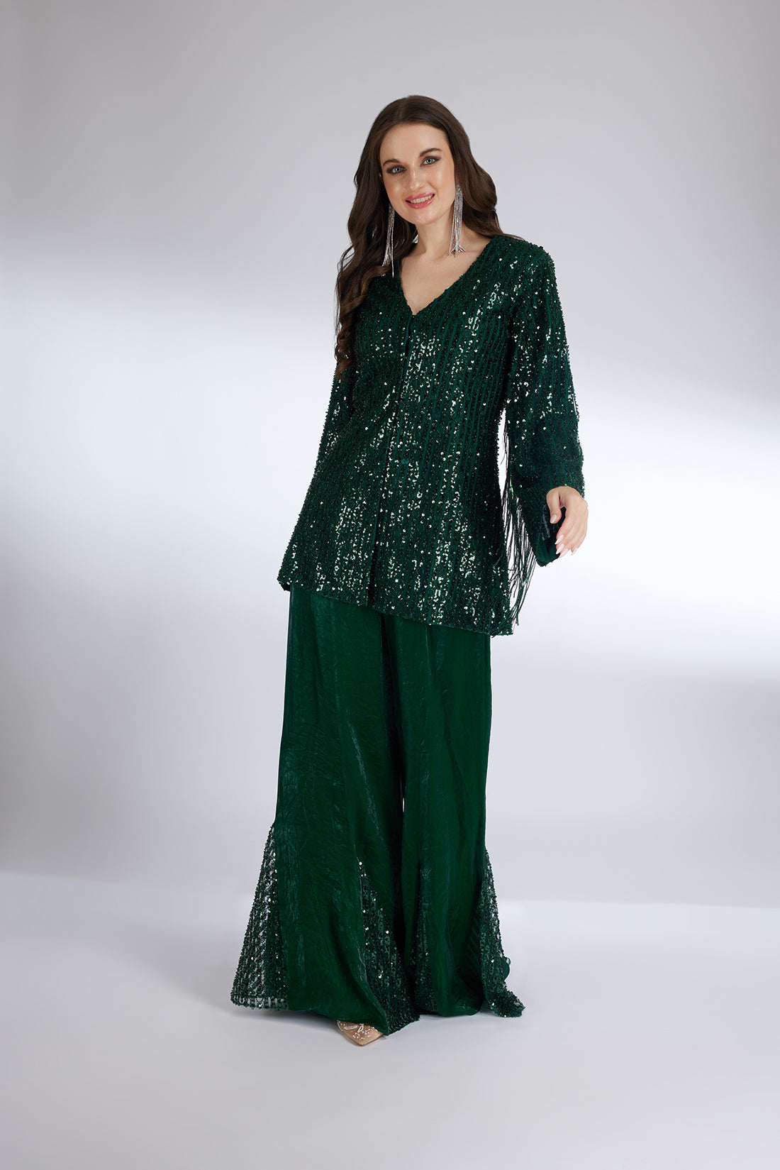 GREEN GLAM SHARARA