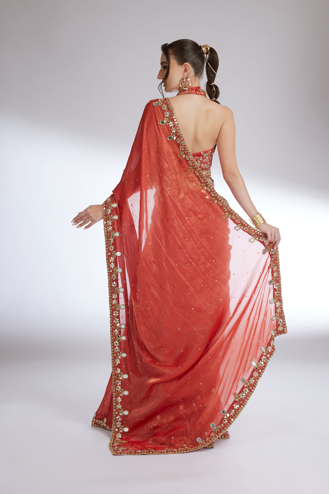 SCARLET MIRROR MUSE LAYRED SAREE