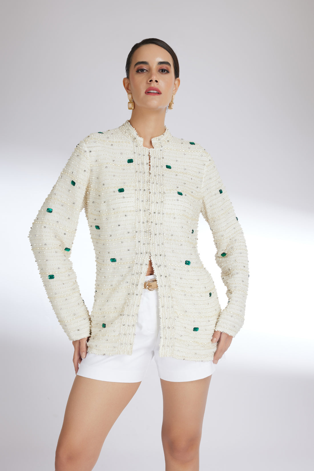 SEA BEAD EMERALD PEARL JACKET