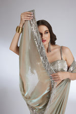 MUTED CHAMPAGNE METALLIC SAREE