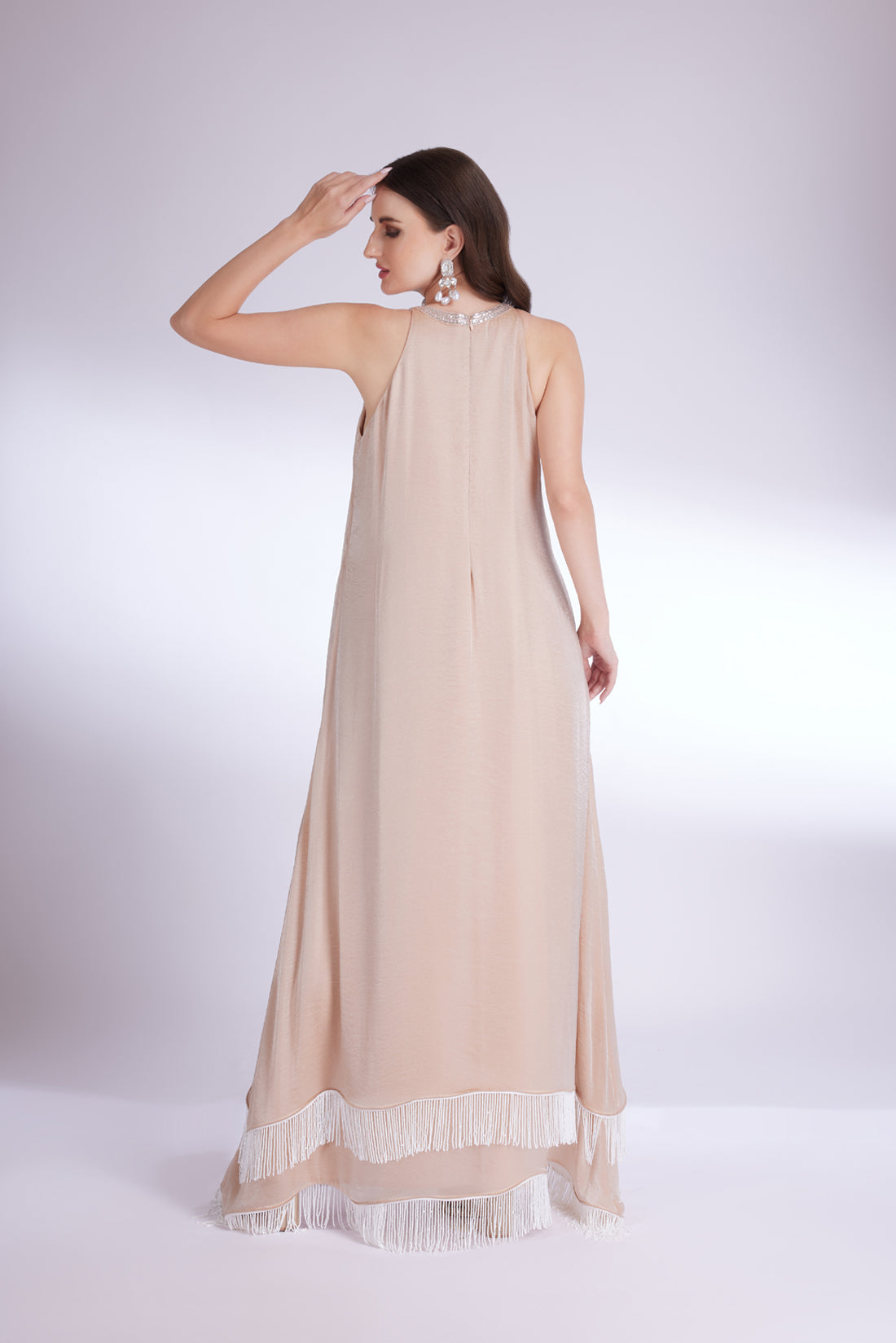 TAN MOCHA IN-CUT DOUBLE LAYER GOWN