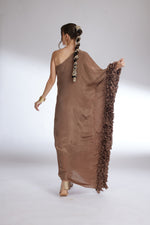COCOA FLOUNCE ONE SHOULDER GOWN