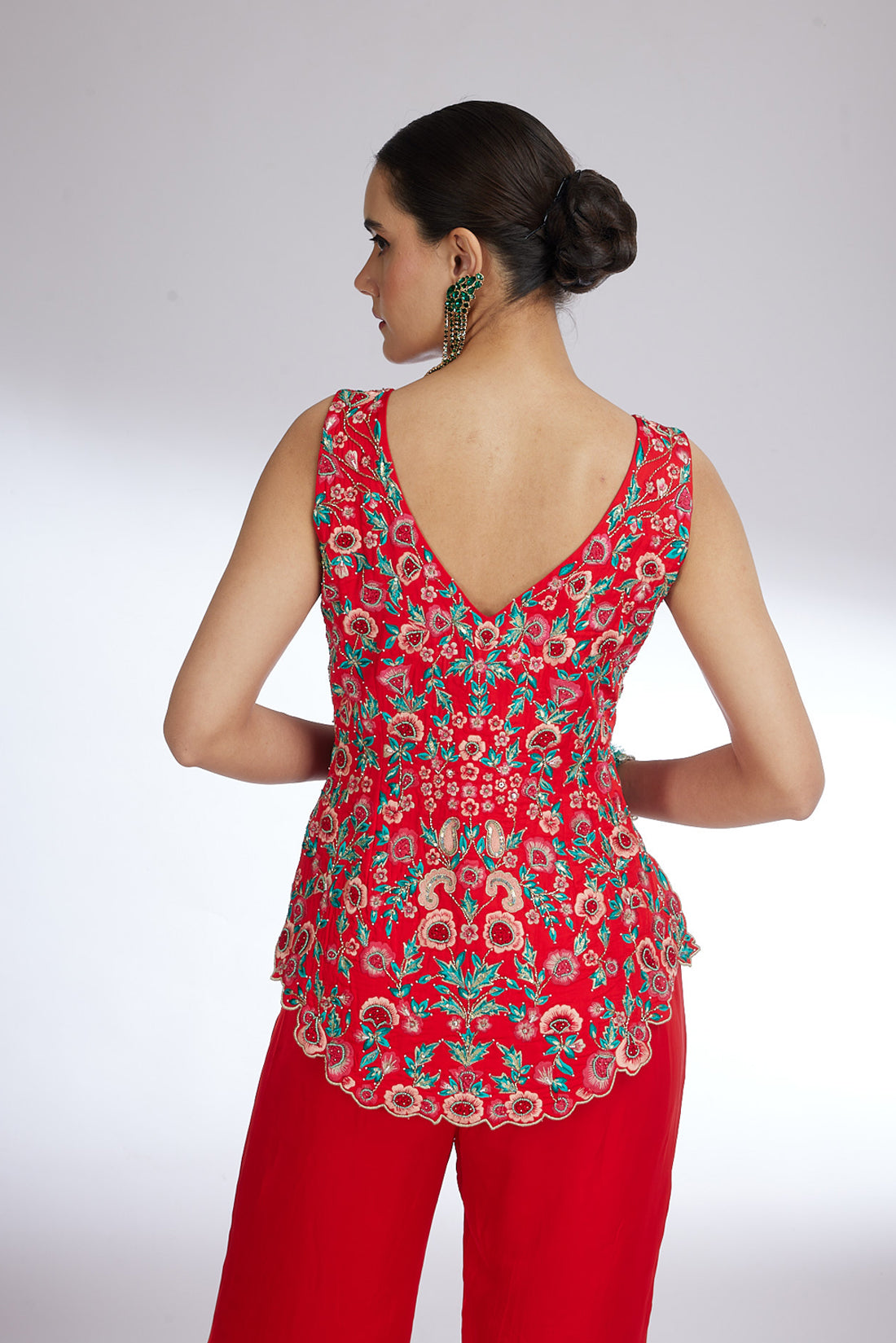 RED JACKET STYLE SHARARA SET