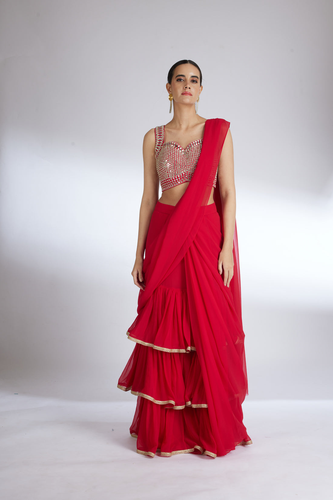 RED ROSY GLEAM SAREE